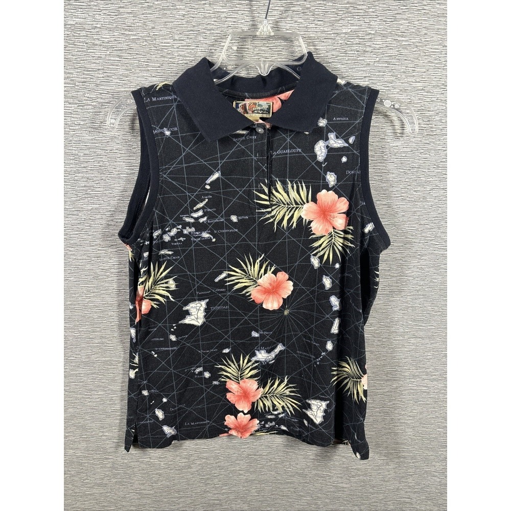 La Cabana Women's Map of Tropical Islands Button Blouse‎ Size Medium